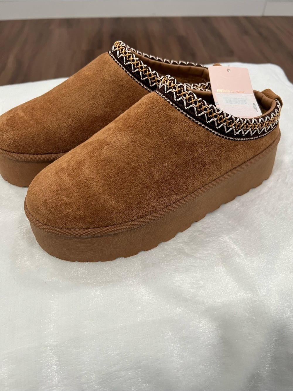 Cozy Chestnut Platform Slip-On Mules